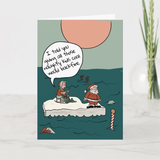 北極気候危機クリスマスカーおもしろいド シーズンカード (正面)