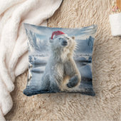 北極水のクリスマスポーラーベア クッション (ブランケット)