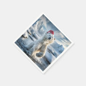 北極水のクリスマスポーラーベア スタンダードカクテルナプキン (角)