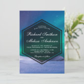 北極氷のオーロラの極光の結婚式招待状 招待状 (スタンド正面)