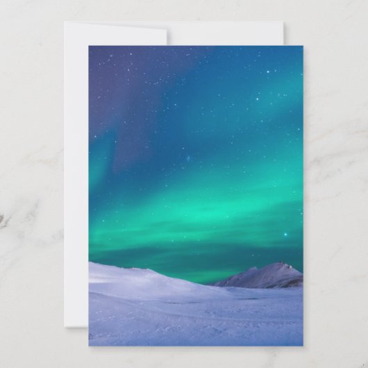 北極氷のオーロラの極光の結婚式招待状 招待状 (裏面)