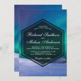 北極氷のオーロラの極光の結婚式招待状 招待状