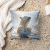 北極海でホッキョクグマがぶつかり合う クッション (ブランケット)