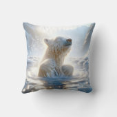 北極海でホッキョクグマがぶつかり合う クッション (裏面)