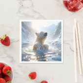 北極海でホッキョクグマがぶつかり合う スタンダードカクテルナプキン (インサイチュ)