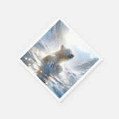 北極海でホッキョクグマがぶつかり合う スタンダードカクテルナプキン (角)