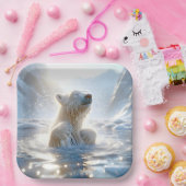 北極海でホッキョクグマがぶつかり合う ペーパープレート (パーティー)