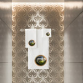 北極熊が北極の木製の看板を見ている バスタオルセット