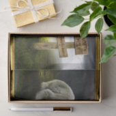 北極熊が北極の木製の看板を見ている 薄葉紙 (ギフト)