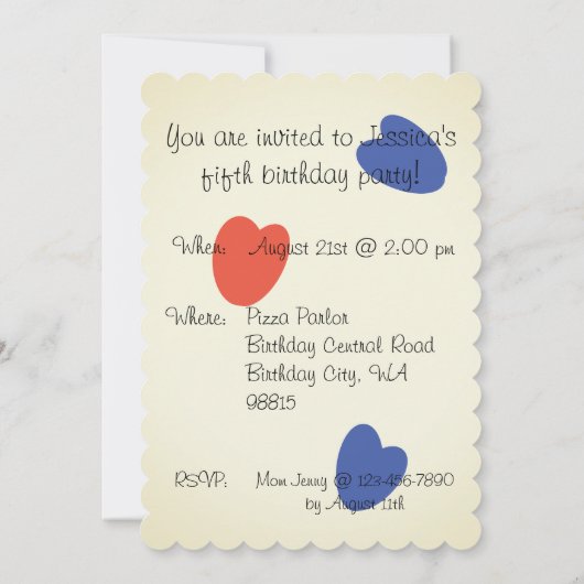 北極熊とプフィンの誕生日パーティーの招待 招待状 (裏面)