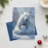北極熊とペンギンのクリスマス休暇 シーズンカード