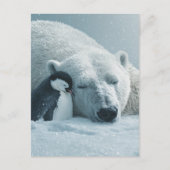 北極熊とペンギンのクリスマス休暇 シーズンポストカード (正面)