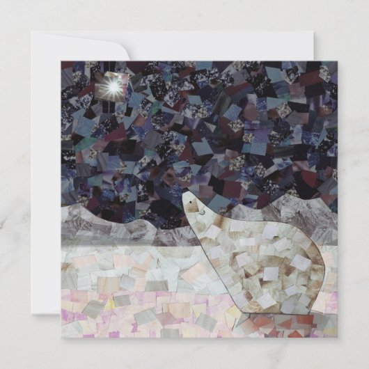 北極熊と星四角のクリスマスカー空白のド シーズンカード (正面)