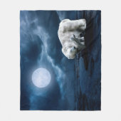北極熊と満月 フリースブランケット (正面)