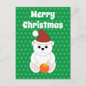 北極熊のクリスマスサンタ帽をカスタマイズ ポストカード (正面)
