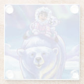 北極熊のバスの絵画 ガラスコースター (裏面)