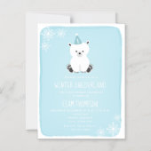 北極熊の冬のオンダーランドブルー1歳の誕生日 マグネット招待状 (正面)