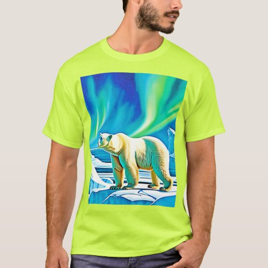 北極熊の北方灯 Tシャツ (正面)