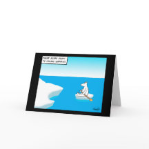 北極熊の地球温暖化漫画のグリーティングカード