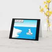 北極熊の地球温暖化漫画のグリーティングカード カード (黄色い花)