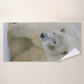 北極熊の母と子猫 バスタオル (バスタオル)