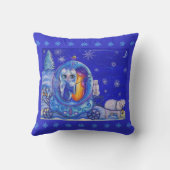 北極熊の泡車に乗った冬描の妖精 クッション (裏面)