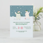 北極熊の誕生日パーティーの招待 招待状 (スタンド正面)