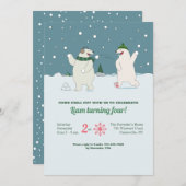 北極熊の誕生日パーティーの招待 招待状 (正面/裏面)