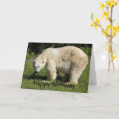 北極熊の顔を見る誕生日カード カード (黄色い花)