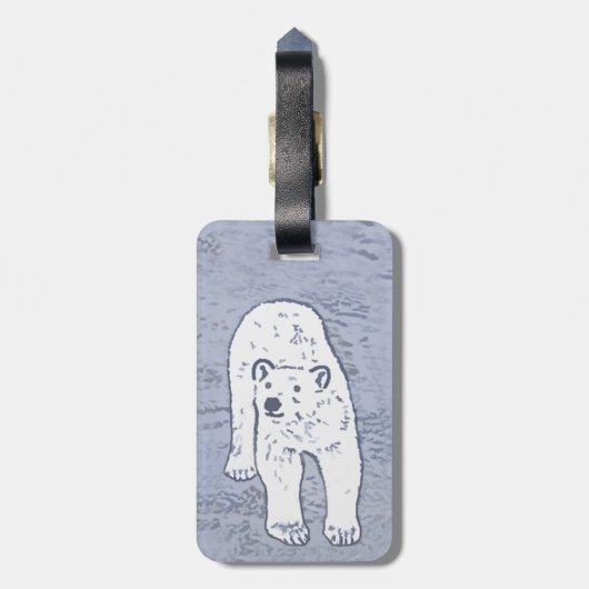 北極熊オンアイス-絵画オリジナル野生生物アート ラゲッジタグ (裏面縦)