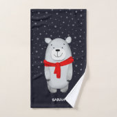 北極熊ネイビー雪パーソナライズされた冬 バスタオルセット (ハンドタオル)