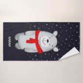 北極熊ネイビー雪パーソナライズされた冬 バスタオル (バスタオル)