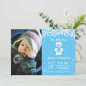 北極熊冬の男の子の誕生日写真 招待状 (スタンド正面)