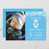 北極熊冬の男の子の誕生日写真 招待状 (正面/裏面)