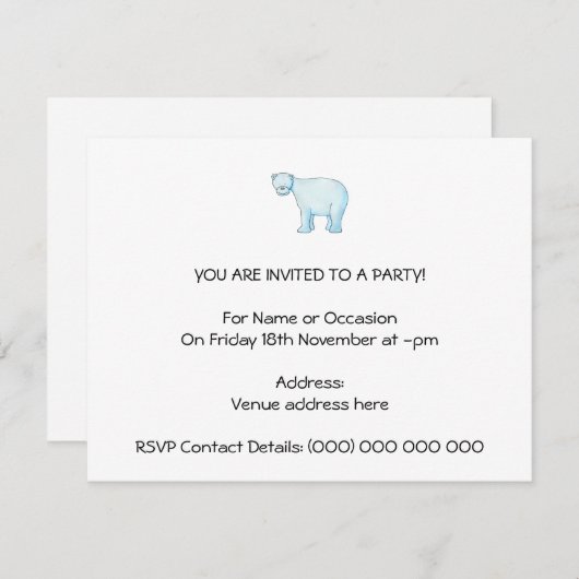 北極熊。 招待状 (正面/裏面)