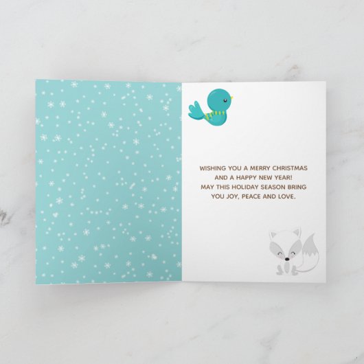 北極狐の冬のワンダーランド クリスマスおめでとう シーズンカード (内部)