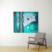 北極狼と魔法の夜 - オーロラ タペストリー (インサイチュ(横))