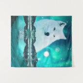 北極狼と魔法の夜 - オーロラ タペストリー (正面(横))