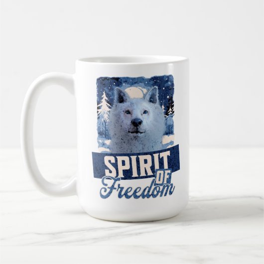 北極狼の自由の精神 コーヒーマグカップ (左)