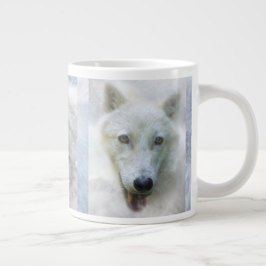 北極狼の雪の三位一体の巨大コーヒーマグ ジャンボコーヒーマグカップ (右)