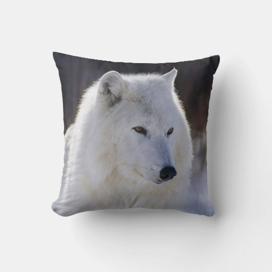 北極白オオカミ枕 クッション (正面)