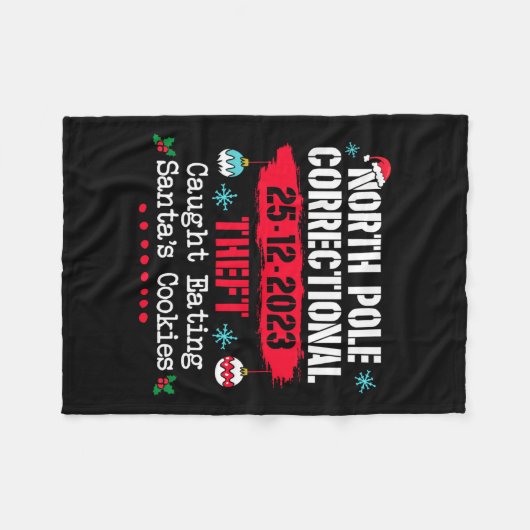 北極矯正窃盗がサンタ食べ物を捕まえた フリースブランケット (正面(横))