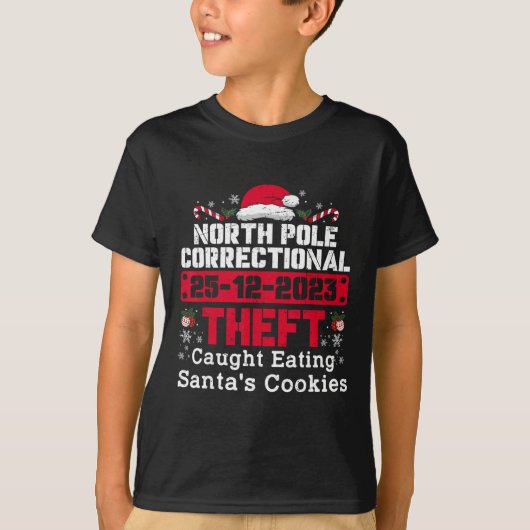 北極矯正窃盗がサンタ食べ物を捕まえた Tシャツ (正面)