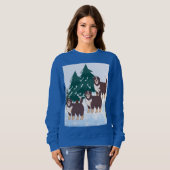 北極美しい冬のウーフで茶色のハスキー スウェットシャツ (正面フル)