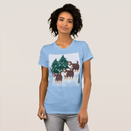 北極美しい冬のウーフで茶色のハスキー Tシャツ