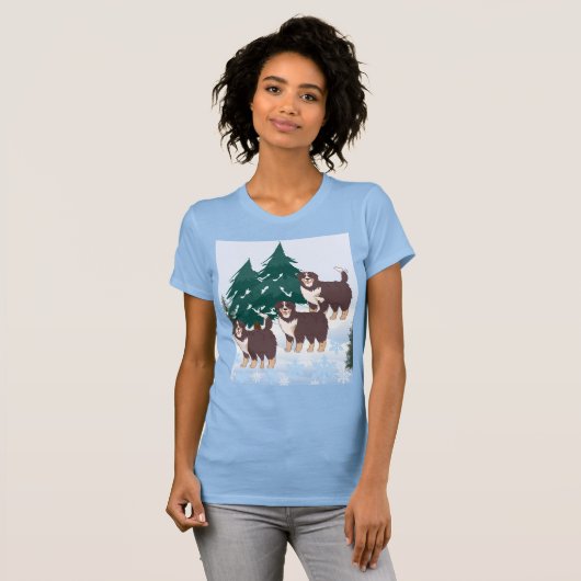 北極美しい冬のウーフで茶色のハスキー Tシャツ (正面フル)