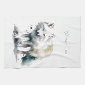 北極美しい：冬のキツネカスタム キッチンタオル (横)