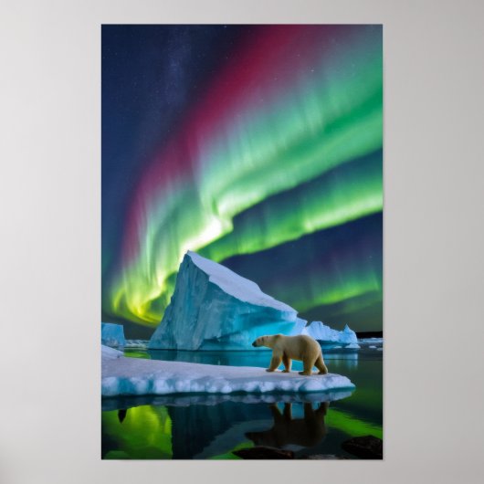 北極自然オーロラアイスバーグアウトドア風景 ポスター (正面)