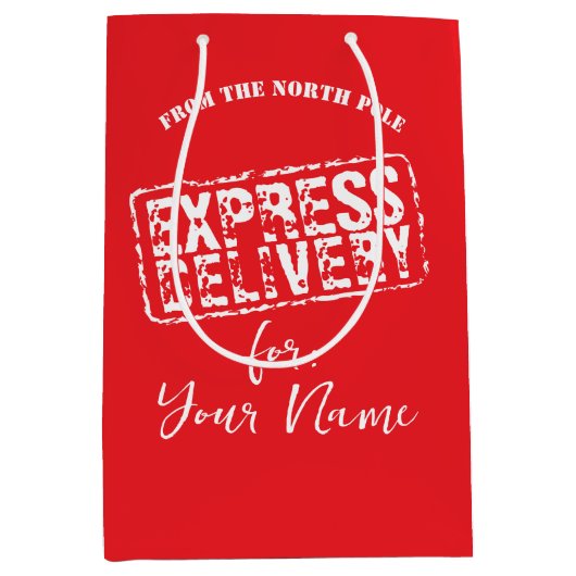 北極表現のクリスマスカスタムからの配達 ミディアムペーパーバッグ (正面)