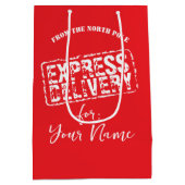 北極表現のクリスマスカスタムからの配達 ミディアムペーパーバッグ (裏面)